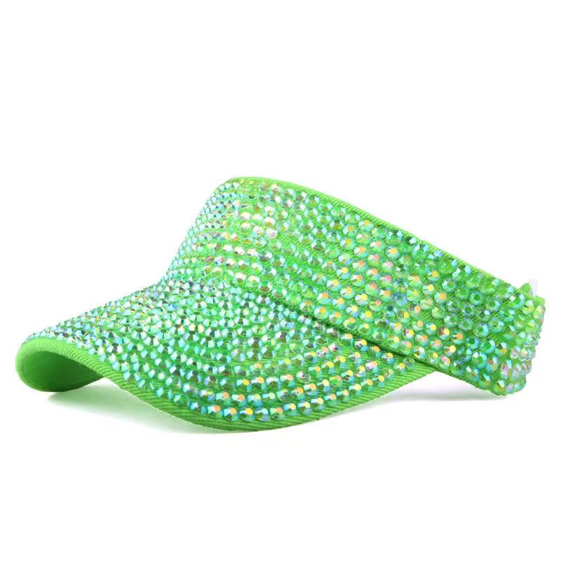 Rhinestones Sport Sun Visor Adjustable Summer Cap Visor Caps for Women Green(104)
